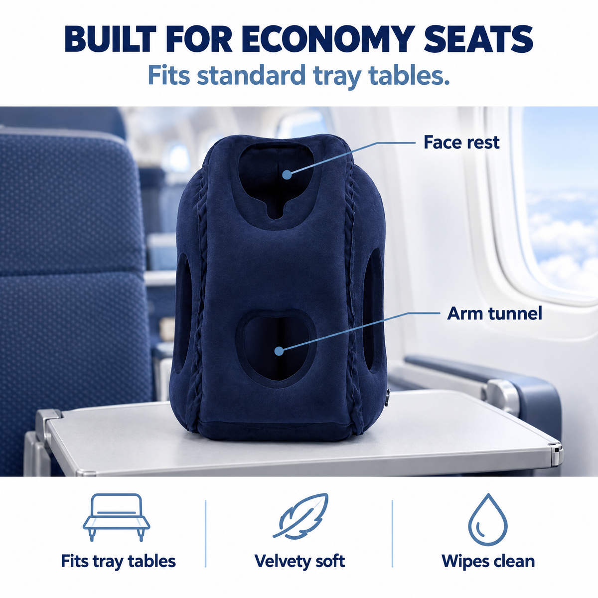 FlyEase Inflatable Airplane Sleep Pillow