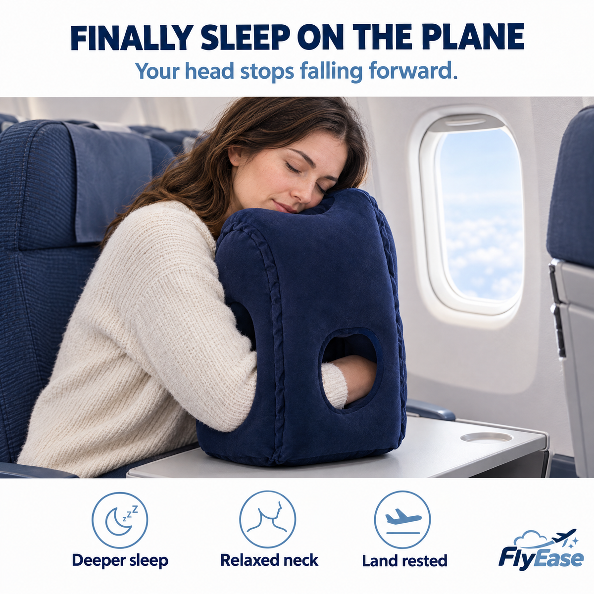 FlyEase Inflatable Airplane Sleep Pillow